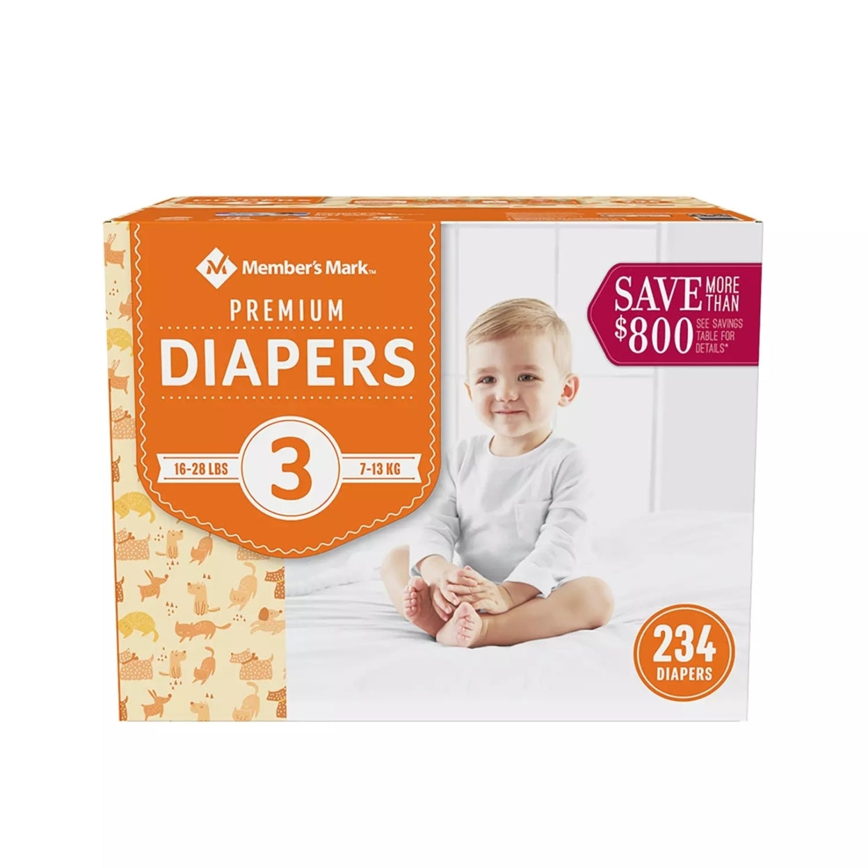Member's Mark Premium Baby Diapers Size 3 (16-28 Pounds), 234 Count - Bellso